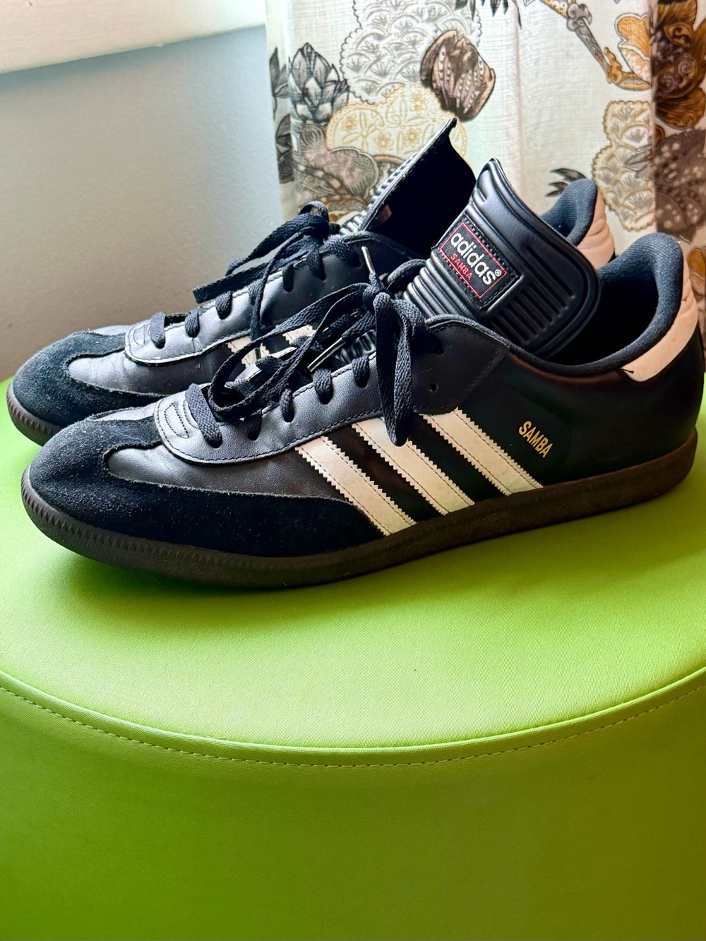 adidas Samba Low-Profile Black Leather & White Stripe Sneakers